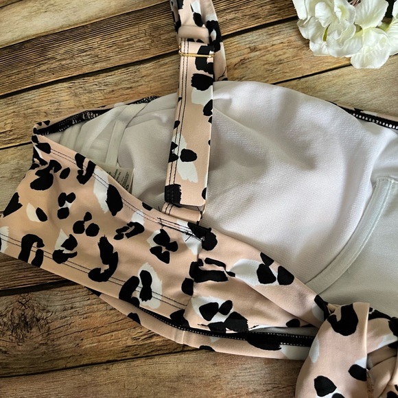 Terra & Sky Womens Leopard Print Tie Bralette Bikini Top Size 3X (24W-26W) - Picture 11 of 12